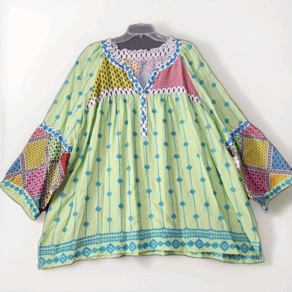 John Mark Tops - John Mark Women 2X Embroidered Tunic Top Boho Art To Wear Patchwork Festival NWT